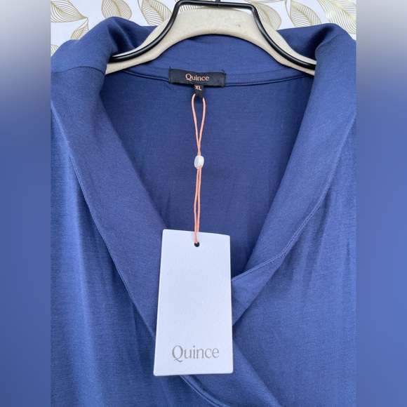 Quince Blue Tencel Lyocell Wrap Maxi Dress XL | Minimalist Quiet Luxury NWT - Picture 10 of 13